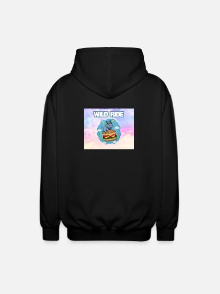 Wild Ride Hippo Burger Patch - Unisex Hooded Jacket - black