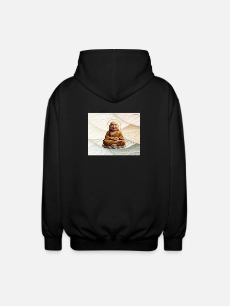 Buddha on leaf pattern - Unisex Hooded Jacket - black