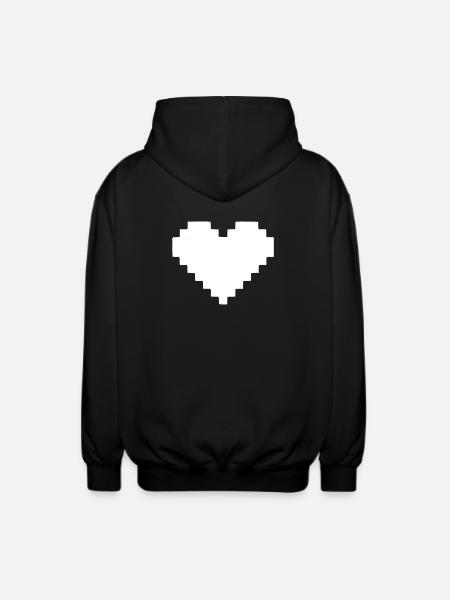 Pixel Herz 8-Bit Leben - Unisex Kapuzenjacke - Schwarz