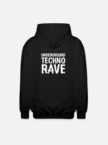 Underground Techno Rave-Schriftart - Unisex Kapuzenjacke - Schwarz