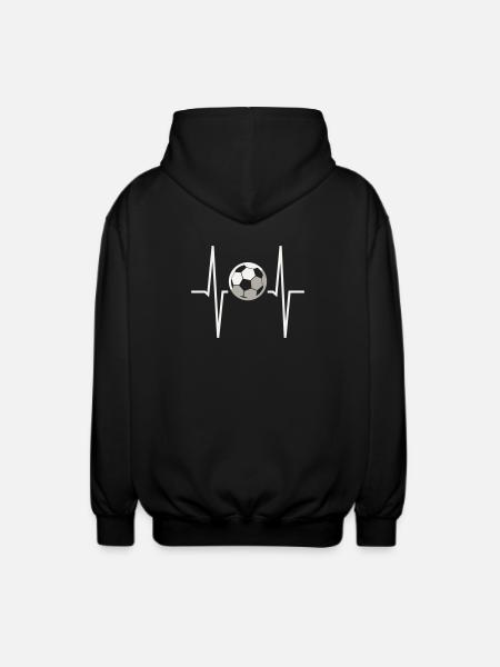 Fußball-Herzfrequenz-EKG Herzfrequenzmonitor Fußballfan - Unisex Kapuzenjacke - Schwarz