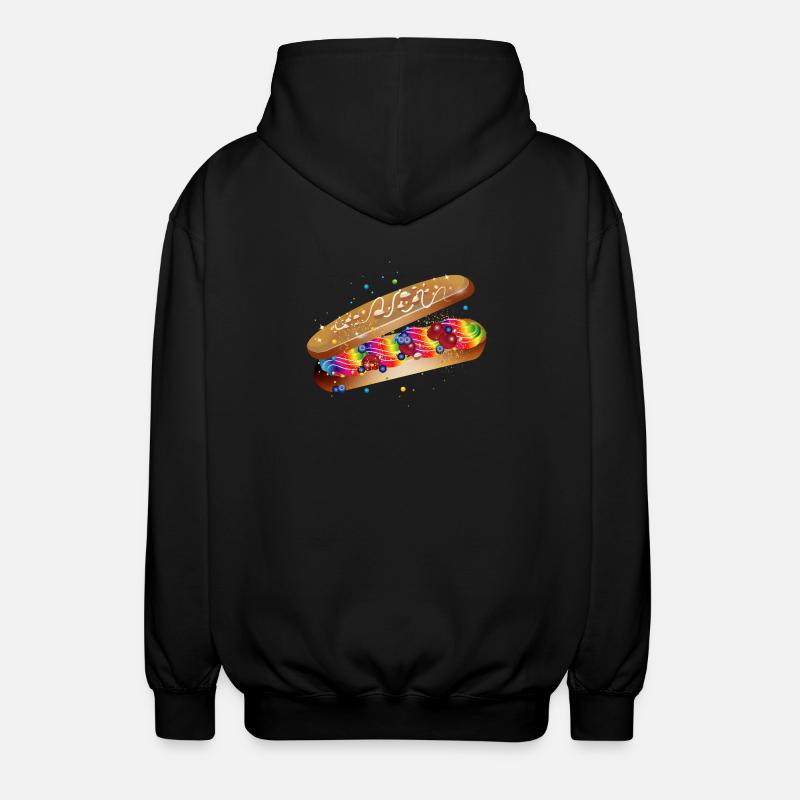 Illustration eines gefüllten kunterbunten Eclairs - Unisex Kapuzenjacke - Schwarz