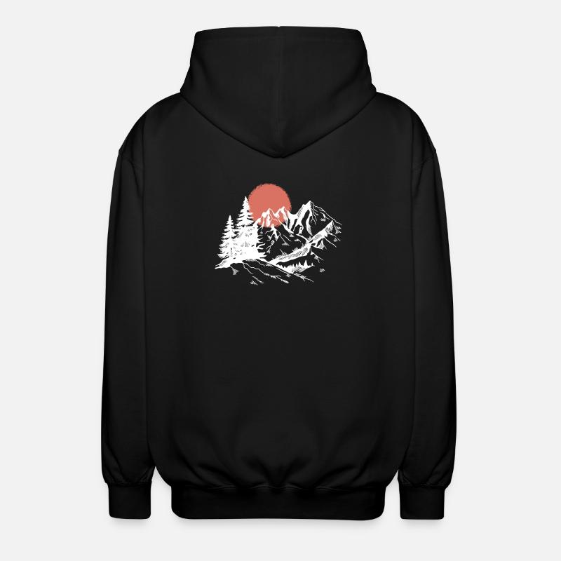 Sunset Peak Silhouette - Unisex Kapuzenjacke - Schwarz