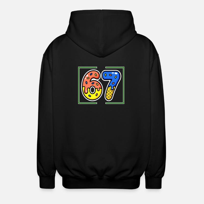 Siebenundsechzig, 67, 6, 7 - Unisex Kapuzenjacke - Schwarz