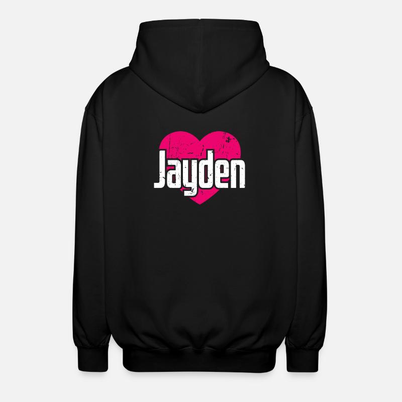 J’aime Jayden Coeur rose J’aime Jayden - Veste à capuche unisexe - noir