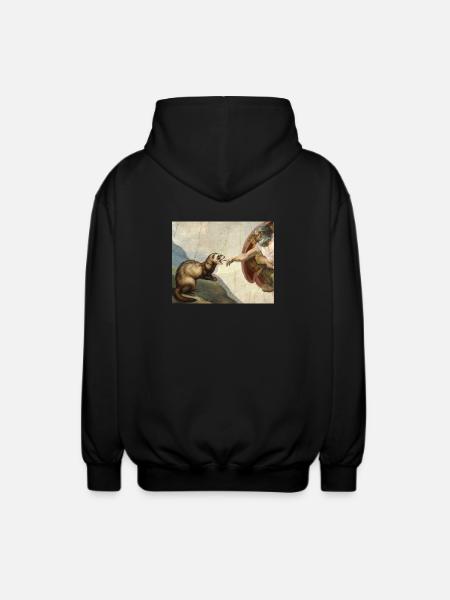 Frettchen Schlägt Gottes Hand Frettchen meme - Unisex Kapuzenjacke - Schwarz