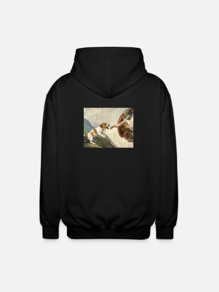 Dog God Hand Beagle Dog meme - Unisex Hooded Jacket - black