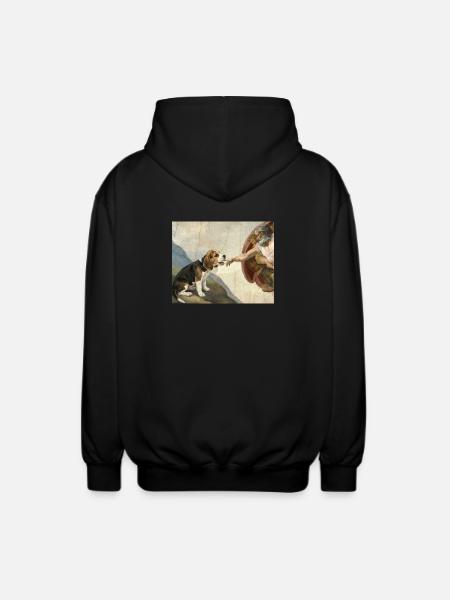 Dog God Hand Beagle Dog meme - Unisex Hooded Jacket - black