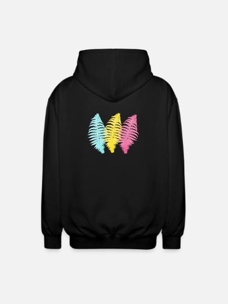 Pastel Palm Trio Print - Unisex Hooded Jacket - black