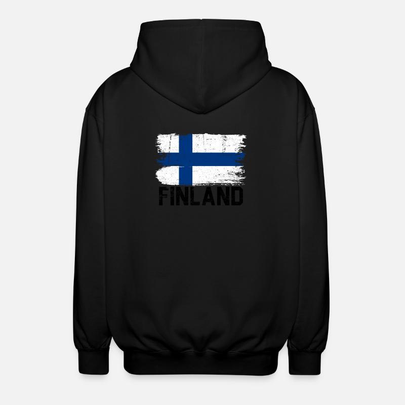 Nordic Flag Brushstroke - Unisex Hooded Jacket - black