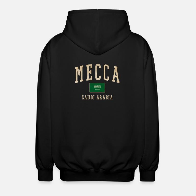 Mecca Saudisches Retro-Emblem - Unisex Kapuzenjacke - Schwarz