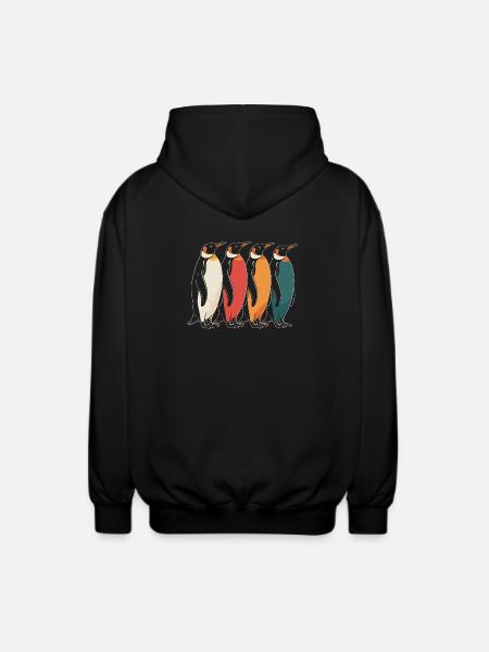 Farbenfrohe Pinguine - Unisex Kapuzenjacke - Schwarz