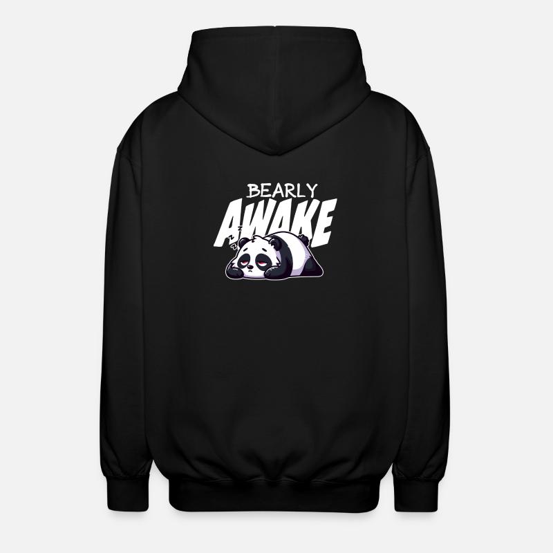 Früh erwachen Panda Illustration - Unisex Kapuzenjacke - Schwarz