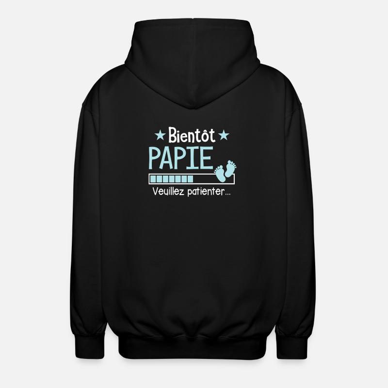 Bientôt Papie Cadeau Futur Papi - Veste à capuche unisexe - noir