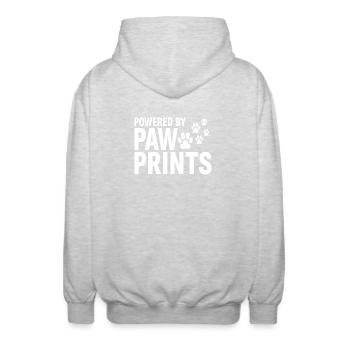 Powered By Paw Prints Dog Love Statement - Unisex Hooded Jacket - light heather grey - Back - AI Model Male 185 light (185cm)