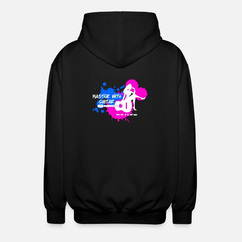 Master with guitar - Blue Pink White - Unisex Hooded Jacket - black