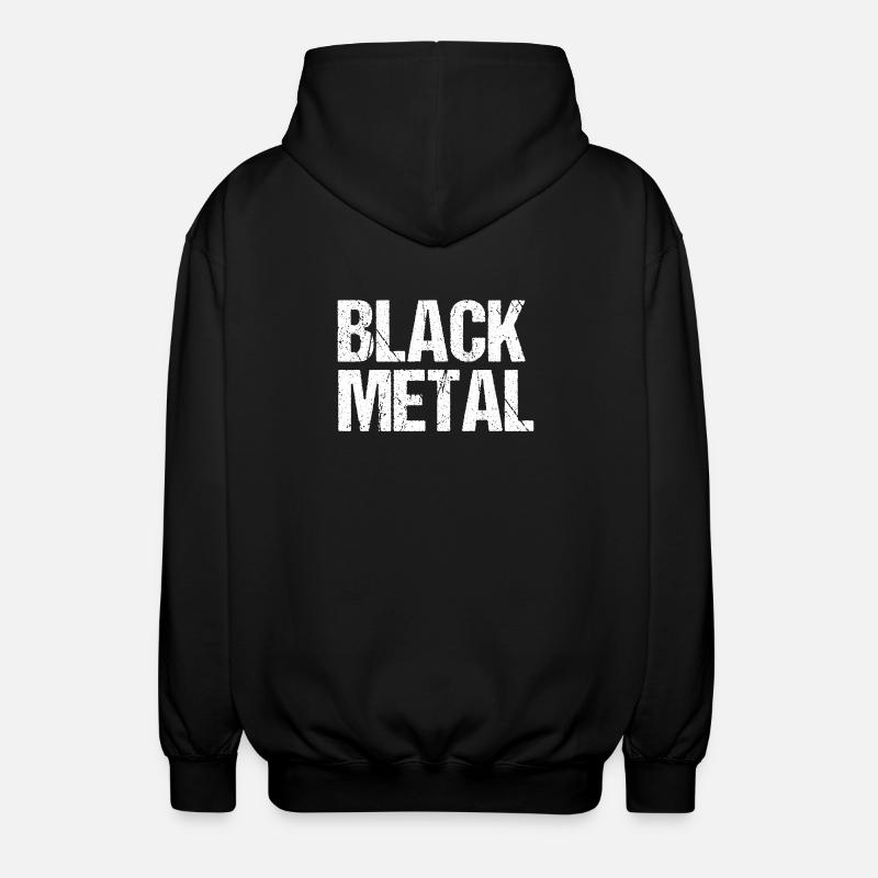 Black Metal Distressed Text - Unisex Hooded Jacket - black