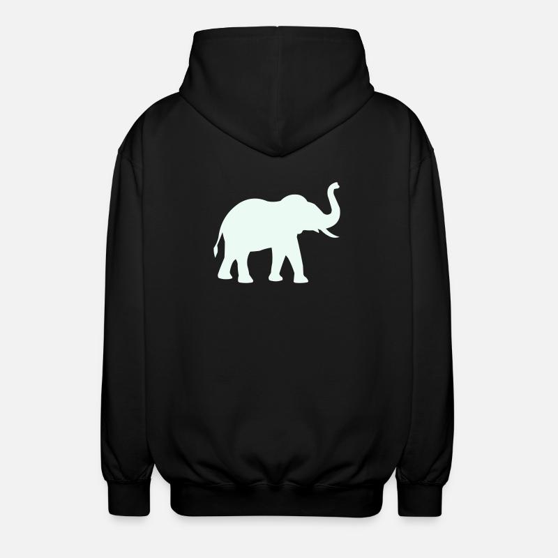 Elephant Silhouette Mint Pastel - Unisex Hooded Jacket - black