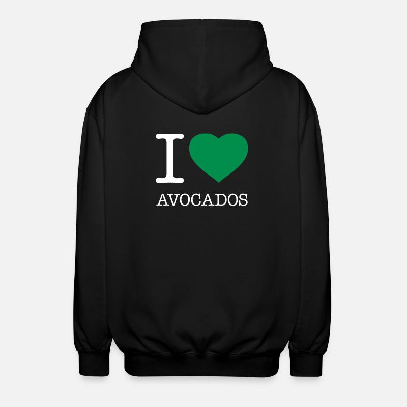 J’AIME LES AVOCATS Avokados - Veste à capuche unisexe - noir