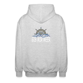 Gib mir Meer - Unisex Kapuzenjacke - Hellgrau meliert - Hinten - AI Model Male 185 light (185cm)
