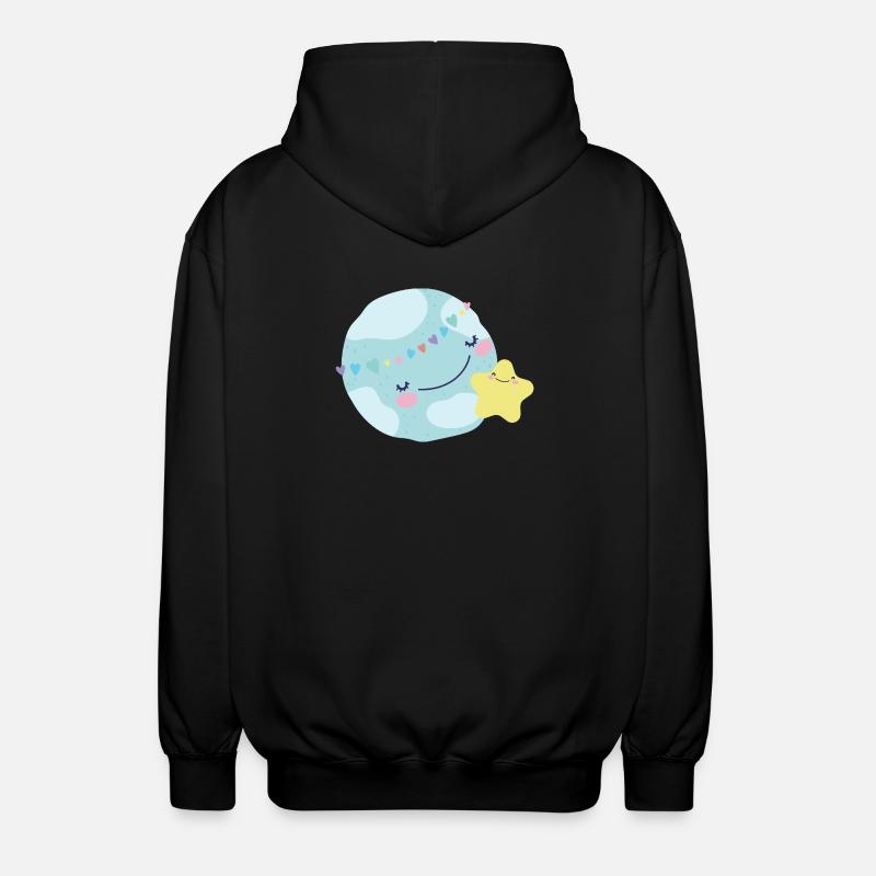 Pastel Planet Hearts - Unisex Hooded Jacket - black
