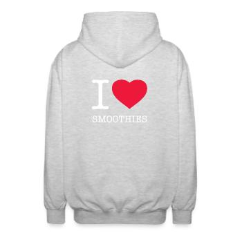 I LOVE SMOOTHIES - Unisex Kapuzenjacke - Hellgrau meliert - Hinten - AI Model Male 185 light (185cm)
