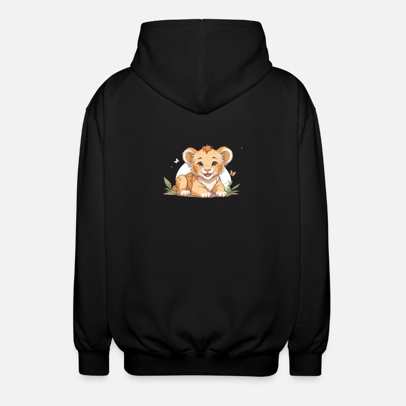 Lionceau avec des papillons - Veste à capuche unisexe - noir