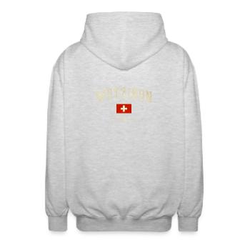 Wetzikon Schweiz Flaggenlogo - Unisex Kapuzenjacke - Hellgrau meliert - Hinten - AI Model Male 185 light (185cm)