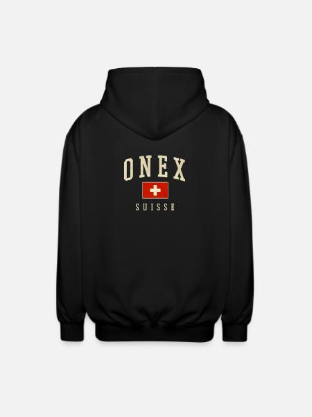 ONEX Suisse Design - Drapeau suisse - Veste à capuche unisexe - noir