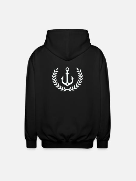 Anker im Lorbeerkranz - Unisex Kapuzenjacke - Schwarz