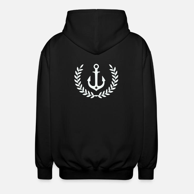 Anker im Lorbeerkranz - Unisex Kapuzenjacke - Schwarz