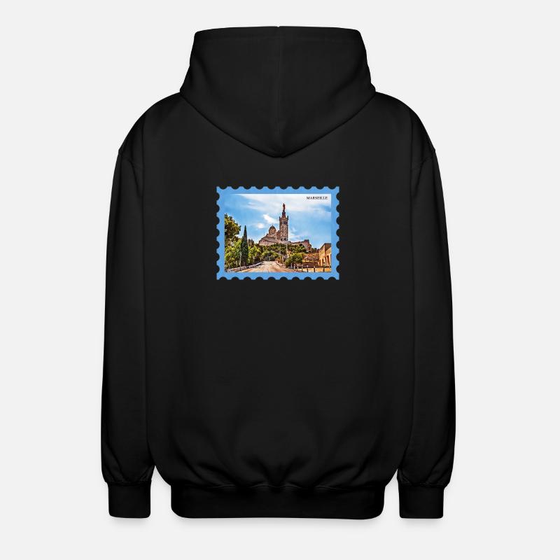 Marseille Basilika Postkarte - Unisex Kapuzenjacke - Schwarz