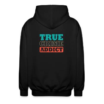 Krimi True Crime - Unisex Kapuzenjacke - Schwarz - Hinten - AI Model Male 185 light (185cm)