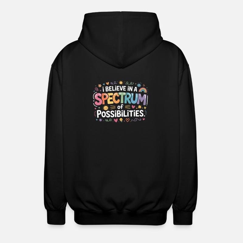 Autism Awareness Support rainbow - Unisex Hooded Jacket - black