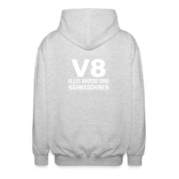 V8 Alles Andere Sind Nähmaschinen Automotive - Unisex Kapuzenjacke - Hellgrau meliert - Hinten - AI Model Male 185 light (185cm)