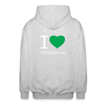 I LOVE VEGETARIAN - Unisex Kapuzenjacke - Hellgrau meliert - Hinten - AI Model Male 185 light (185cm)