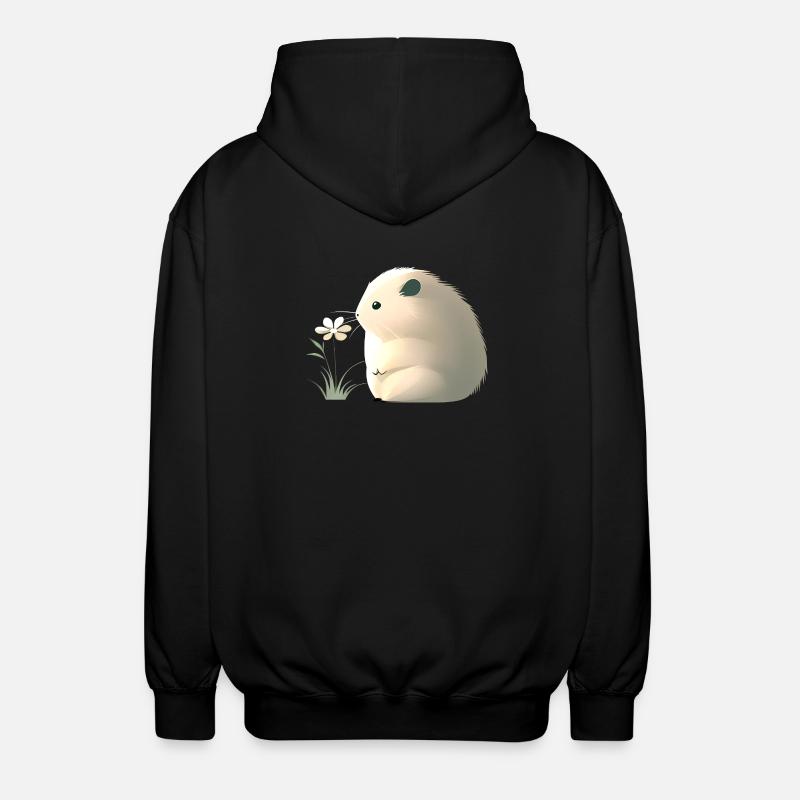 Mignon hamster avec fleur - Veste à capuche unisexe - noir