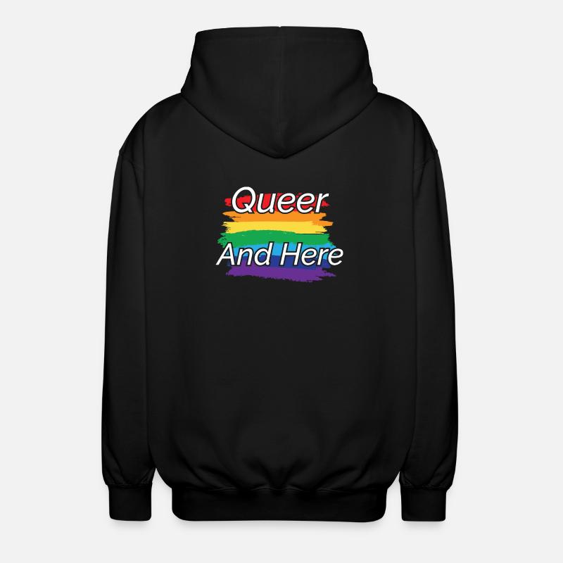 Queer Pride Rainbow Design - Unisex Hooded Jacket - black