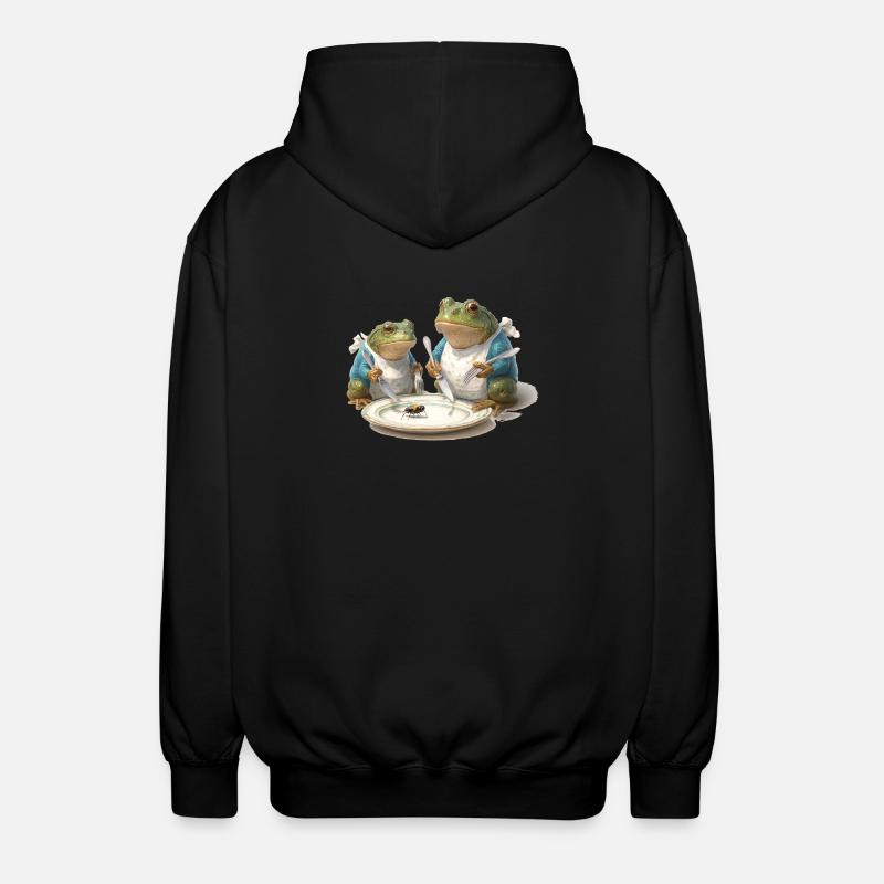 Frog Dinner: Fly on a Plate - Unisex Hooded Jacket - black