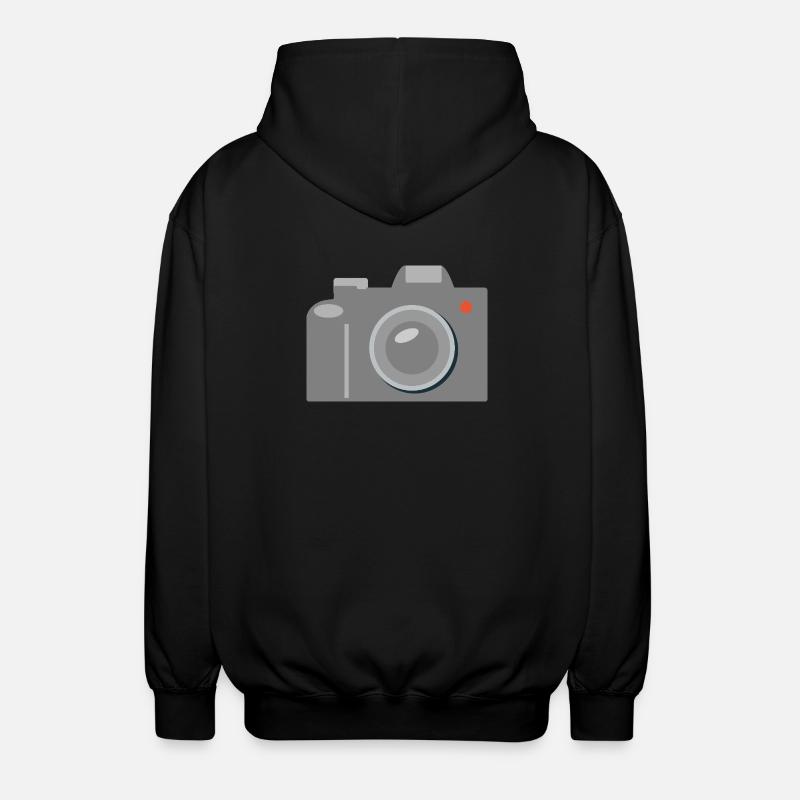 Camera Icon Graphic Gray - Unisex Hooded Jacket - black