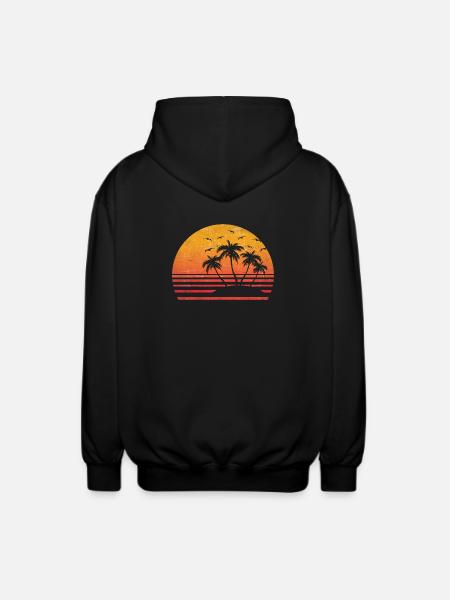 Retro Palm Sun - Unisex Hooded Jacket - black