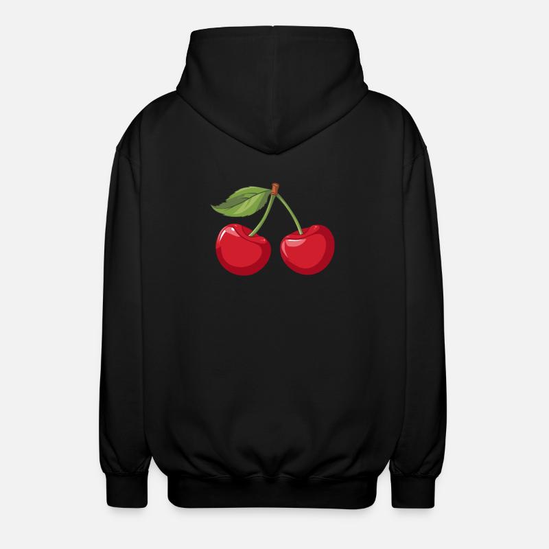 Vibrant Cherry Illustration - Unisex Hooded Jacket - black