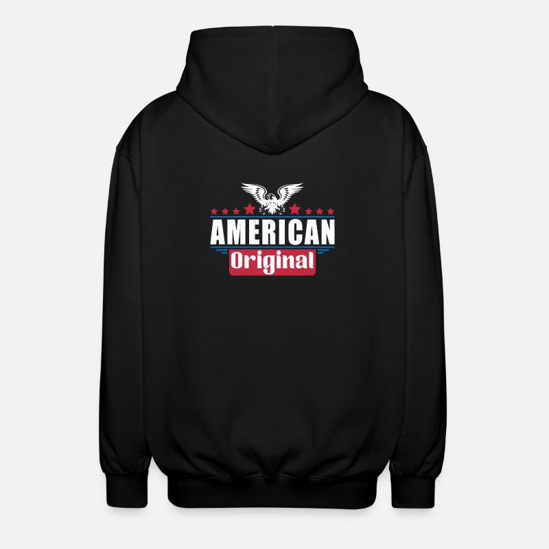 Patriotic Eagle American Flag Design - Unisex Hooded Jacket - black