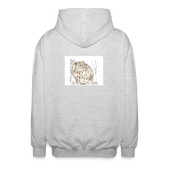 Manul wild cat - Unisex Hooded Jacket - light heather grey - Back - AI Model Male 185 light (185cm)