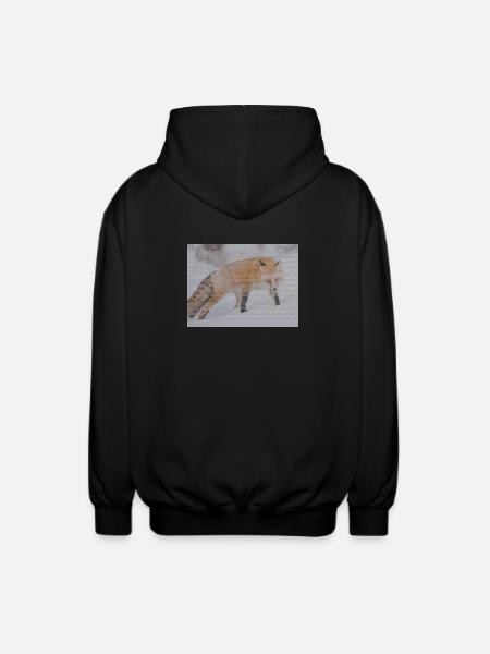 geometric fox - Unisex Hooded Jacket - black