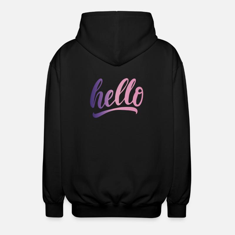 Hello greeting cheerful gradient writing - Unisex Hooded Jacket - black