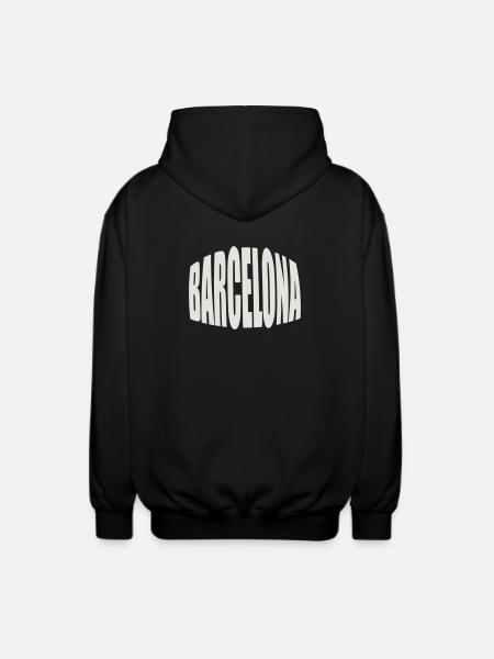 Barcelona Large Logo - Unisex Hooded Jacket - black