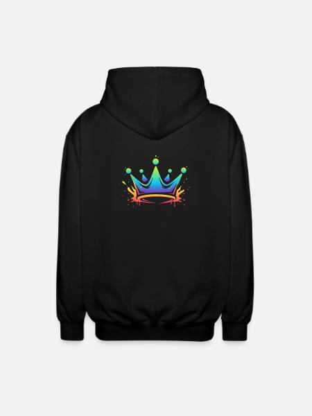 Regenbogen Kronen Splash - Unisex Kapuzenjacke - Schwarz
