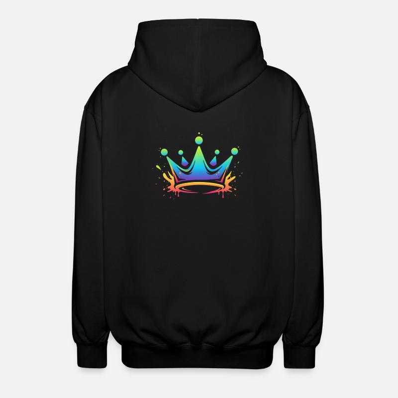 Regenbogen Kronen Splash - Unisex Kapuzenjacke - Schwarz