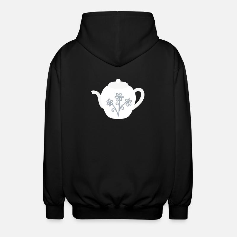 Floral Teapot Bloom - Unisex Hooded Jacket - black
